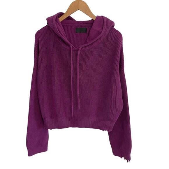 RtA Chunky Knit Pullover Hoodie Sweater Womens Size Small Distressed Loungewear - Picture 1 of 7